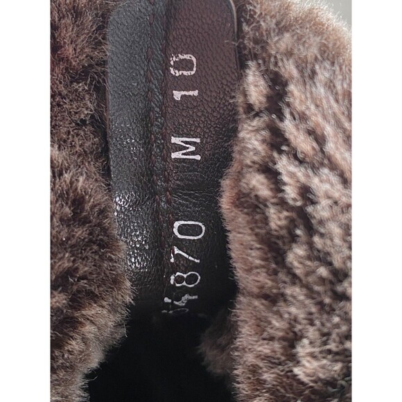 STUART WEITZMAN Sz 10 Brown LEATHER Real FUR Trim Ankle Boots Booties Flats Warm - Picture 7 of 8